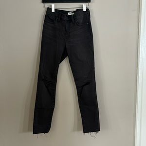 Madewell Mid Rise Skinny Jean | Distressed, Light Gray/Black